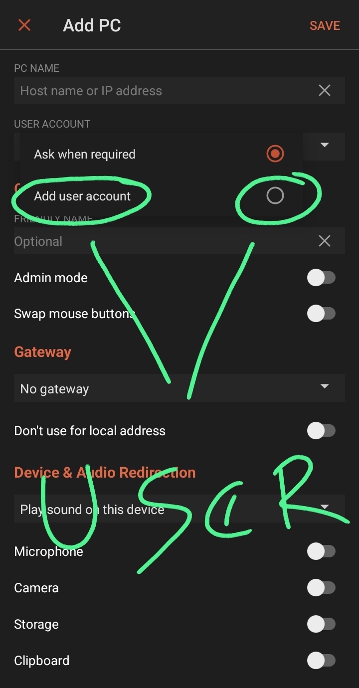 masukan user rdpnya