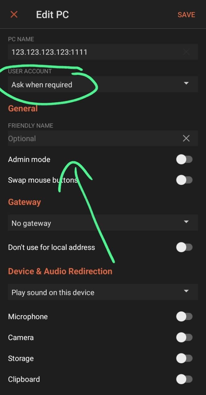 masukan user rdp
